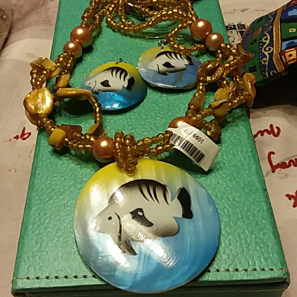 Shell necklace,  hand painted